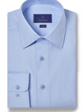 David Donahue Trim-Fit Light Blue Dress Shirt